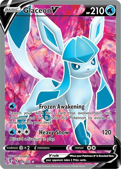 Glaceon V Full Art (SWSH07) #174/203 Ultra Rare (Holofoil Near Mint) SWSH07: Evolving Skies Pokemon: 2021