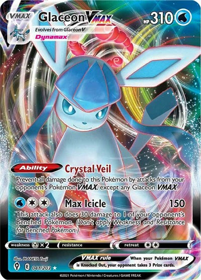 Glaceon VMAX (SWSH07) #041/203 Ultra Rare (Holofoil Near Mint) SWSH07: Evolving Skies Pokemon: 2021