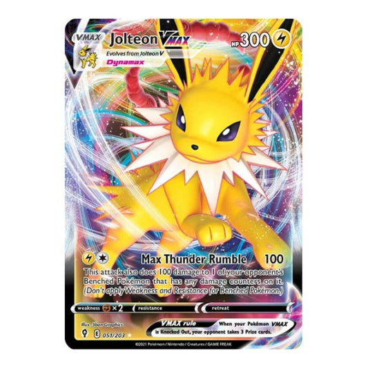 Jolteon VMAX (SWSH07) #051/203 Ultra Rare SWSH07: Evolving Skies Pokemon: 2021