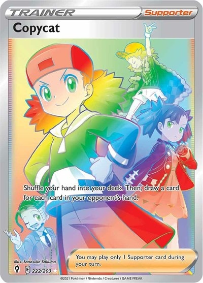 Copycat (Secret) (SWSH07) #222/203 Secret Rare (Holofoil Near Mint) SWSH07: Evolving Skies Pokemon: 2021