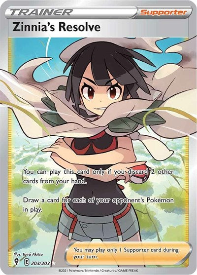 Zinnias Resolve Full Art (SWSH07) #203/203 Ultra Rare (Holofoil Near Mint) SWSH07: Evolving Skies Pokemon: 2021