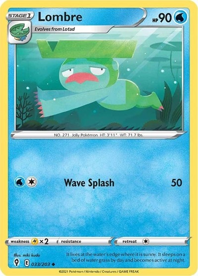 Lombre (SWSH07) #033/203 Uncommon (Reverse Holofoil Moderately Played) SWSH07: Evolving Skies Pokemon: 2021