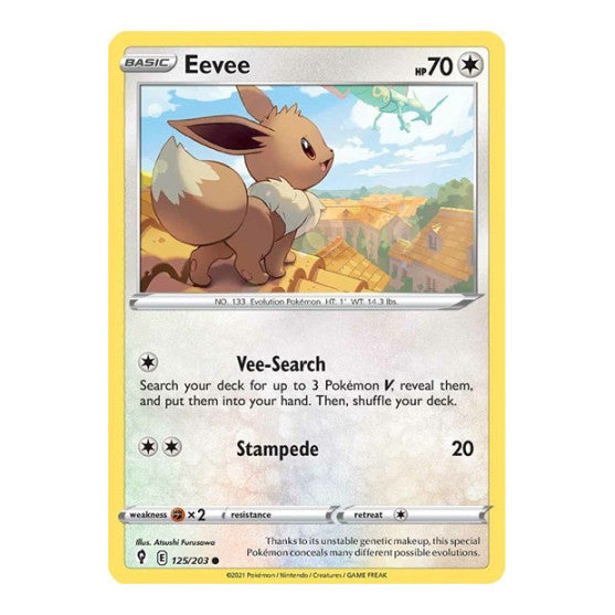 Eevee (SWSH07) #125/203 Common (Near Mint) SWSH07: Evolving Skies Pokemon: 2021