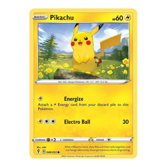Pikachu (SWSH07) #049/203 Common (Near Mint) SWSH07: Evolving Skies Pokemon: 2021