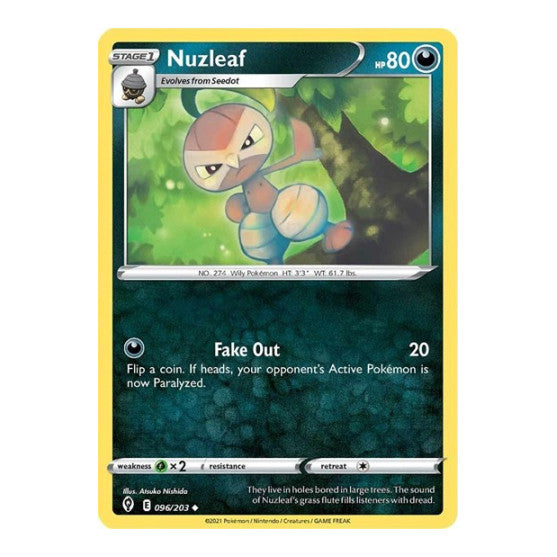 Nuzleaf (SWSH07) #096/203 Uncommon (Reverse Holofoil Moderately Played) SWSH07: Evolving Skies Pokemon: 2021