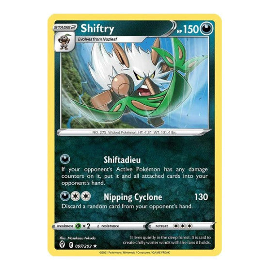 Shiftry (SWSH07) #097/203 Rare (Reverse Holofoil Moderately Played) SWSH07: Evolving Skies Pokemon: 2021