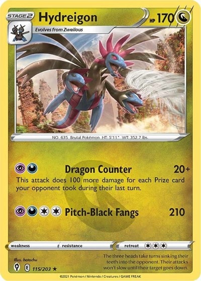 Hydreigon (SWSH07) #115/203 Holo Rare (Reverse Holofoil Moderately Played) SWSH07: Evolving Skies Pokemon: 2021