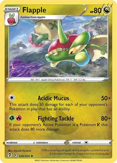Flapple (SWSH07) #120/203 Rare (Reverse Holofoil Lightly Played) SWSH07: Evolving Skies Pokemon: 2021