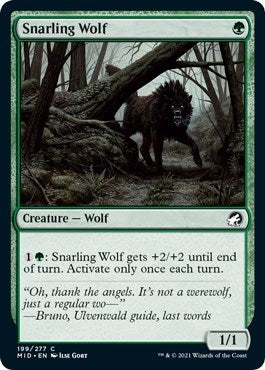Snarling Wolf (MID) #199 Common Innistrad: Midnight Hunt Magic: The Gathering: 2021