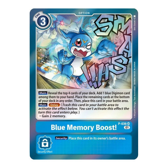 Blue Memory Boost! (D-PR) #P-036 SR Super Rare (Foil Lightly Played) Digimon Promotion Cards Digimon Card Game: 2020