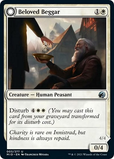 Beloved Beggar (MID) #3 Uncommon (Lightly Played) Innistrad: Midnight Hunt Magic: The Gathering: 2021
