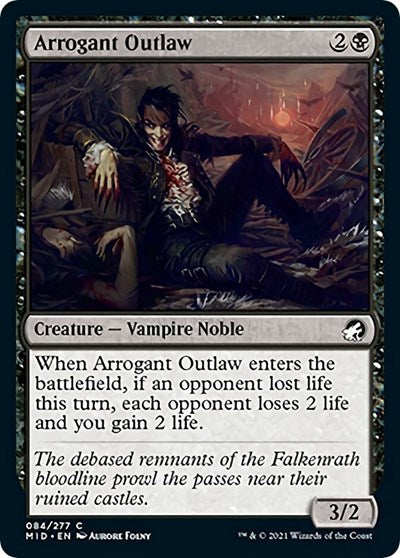 Arrogant Outlaw (MID) #84 Common (Lightly Played) Innistrad: Midnight Hunt Magic: The Gathering: 2021