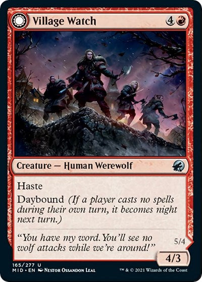 Village Watch (MID) #165 Uncommon (Foil Lightly Played) Innistrad: Midnight Hunt Magic: The Gathering: 2021