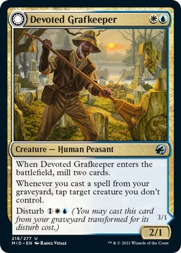 Devoted Grafkeeper (MID) #218 Uncommon (Lightly Played) Innistrad: Midnight Hunt Magic: The Gathering: 2021