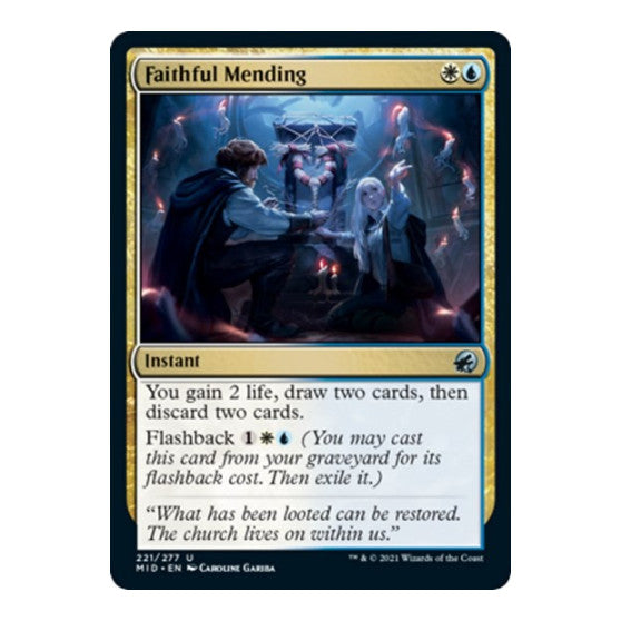 Faithful Mending (MID) #221 Uncommon (Lightly Played) Innistrad: Midnight Hunt Magic: The Gathering: 2021