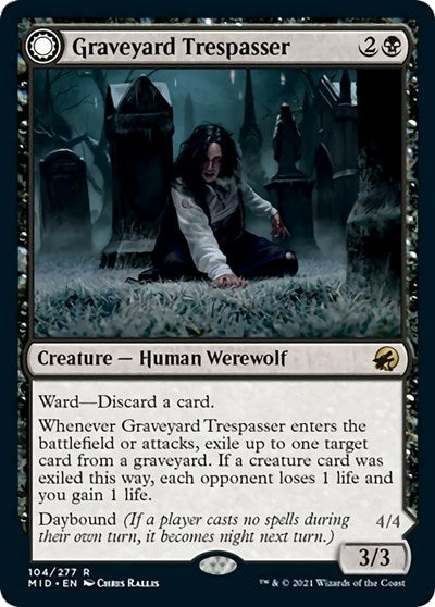 Graveyard Trespasser (MID) #104 Rare (Lightly Played) Innistrad: Midnight Hunt Magic: The Gathering: 2021