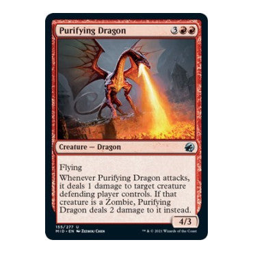 Purifying Dragon (MID) #155 Uncommon (Lightly Played) Innistrad: Midnight Hunt Magic: The Gathering: 2021