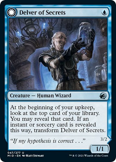 Delver of Secrets (MID) #47 Uncommon (Lightly Played) Innistrad: Midnight Hunt Magic: The Gathering: 2021
