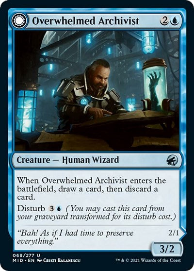 Overwhelmed Archivist (MID) #68 Uncommon (Lightly Played) Innistrad: Midnight Hunt Magic: 2021
