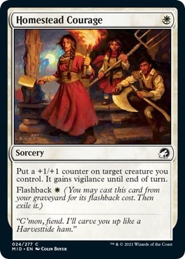 Homestead Courage (MID) #24 Common (Lightly Played) Innistrad: Midnight Hunt Magic: The Gathering: 2021