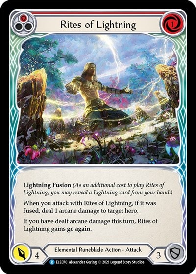 Rites of Lightning Red (ELE) #ELE070 Rare (Unlimited Edition Normal Lightly Played) Tales of Aria Flesh and Blood TCG: 2021