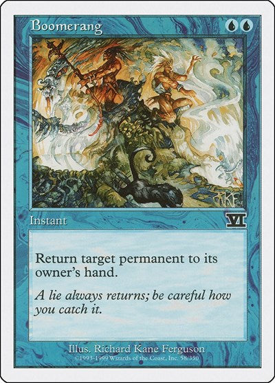 Boomerang (6ED) #58 Common (Moderately Played) Classic Sixth Edition Magic: The Gathering: 1999