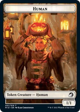 Human Token (MID) #1 T (Damaged) Innistrad: Midnight Hunt Magic: The Gathering: 2021