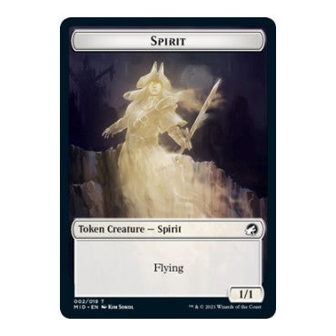 Spirit Token (MID) #2 T (Lightly Played) Innistrad: Midnight Hunt Magic: The Gathering: 2021
