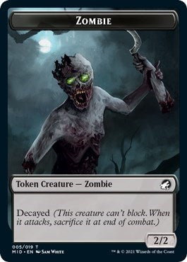 Zombie 005 Token (MID) #5 T (Damaged) Innistrad: Midnight Hunt Magic: The Gathering: 2021
