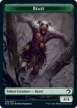 Beast Token (MID) #8 T (Damaged) Innistrad: Midnight Hunt Magic: The Gathering: 2021