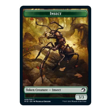 Insect Token (MID) #9 T (Moderately Played) Innistrad: Midnight Hunt Magic: The Gathering: 2021