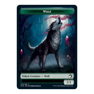 Wolf Token (MID) #13 T (Lightly Played) Innistrad: Midnight Hunt Magic: The Gathering: 2021