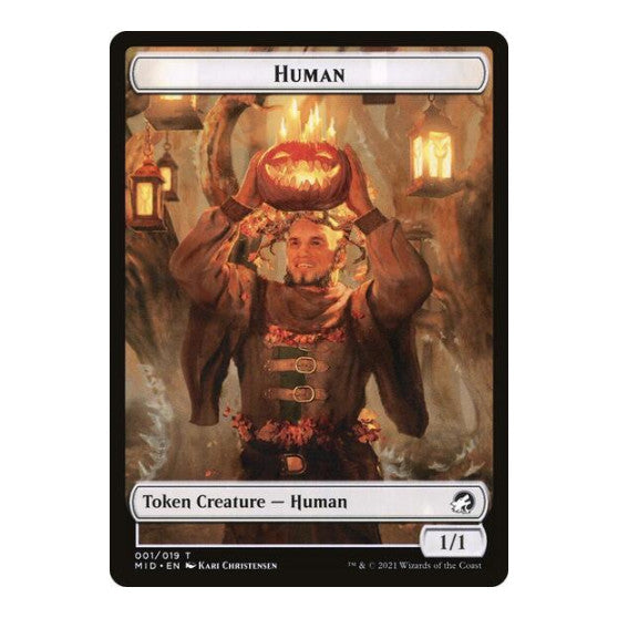 Human // Insect Double-Sided Token (MID) #1 // 9 T (Foil Moderately Played) Innistrad: Midnight Hunt Magic: The Gathering: 2021