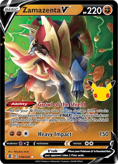 Zamazenta V (CLB) #018/025 Ultra Rare Celebrations Pokemon: 2021