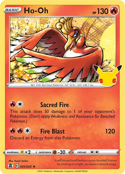 Ho Oh (CLB) #001/025 Holo Rare (Holofoil Lightly Played) Celebrations Pokemon: 2021