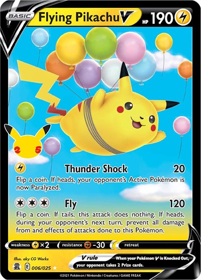 Flying Pikachu V (CLB) #006/025 Ultra Rare (Holofoil Near Mint) Celebrations Pokemon: 2021