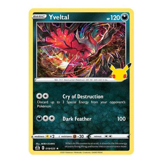 Yveltal (CLB) #019/025 Holo Rare (Holofoil Near Mint) Celebrations Pokemon: 2021