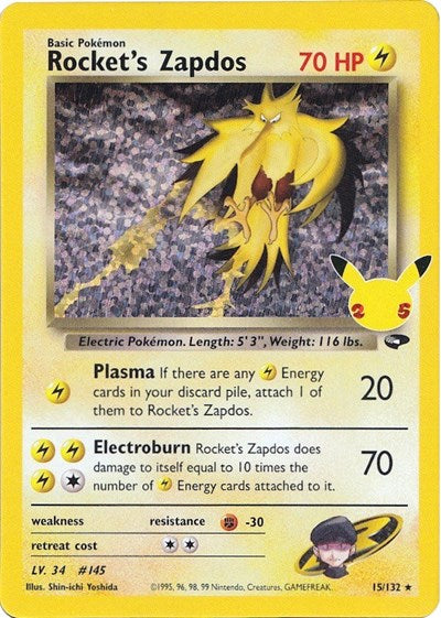 Rocket's Zapdos (CCC) #15/132 Classic Collection (Holofoil Near Mint) Celebrations: Classic Collection Pokemon: 2021
