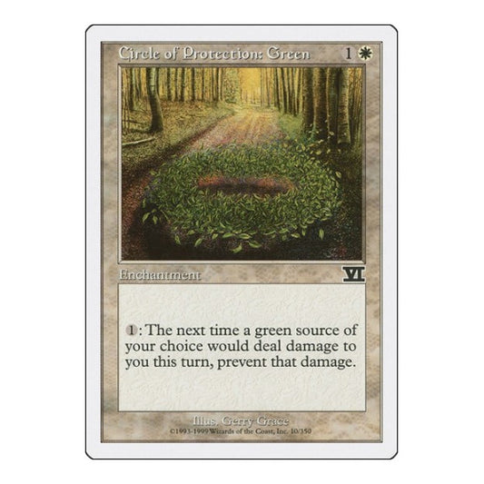 Circle of Protection: Green (6ED) #10 Common (Moderately Played) Classic Sixth Edition Magic: The Gathering: 1999