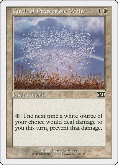 Circle of Protection White (6ED) #12 Common (Heavily Played) Classic Sixth Edition Magic: The Gathering: 1999