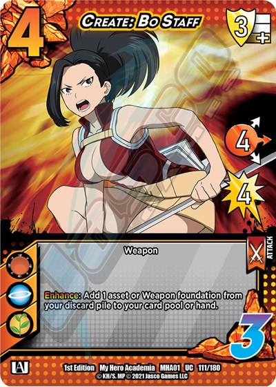 Create: Bo Staff (MHA) #111/180 Uncommon (1st Edition Normal Lightly Played) UniVersus: My Hero Academia UniVersus: 2021