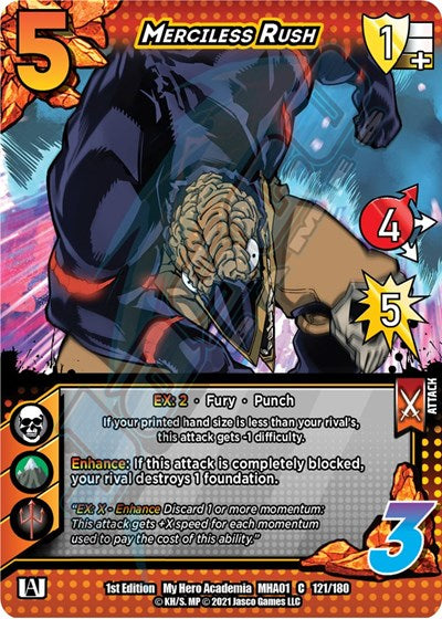 Merciless Rush (MHA) #121/180 Common (1st Edition Normal Lightly Played) UniVersus: My Hero Academia UniVersus: 2021