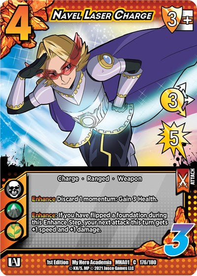 Navel Laser Charge (MHA) #176/180 Common (1st Edition Normal Lightly Played) UniVersus: My Hero Academia UniVersus: 2021