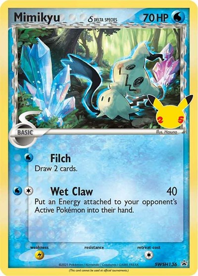 Mimikyu (Delta Species) - SWSH136 (SWSD) #SWSH136 Promo (Holofoil Near Mint) SWSH: Sword & Shield Promo Cards Pokemon: 2019