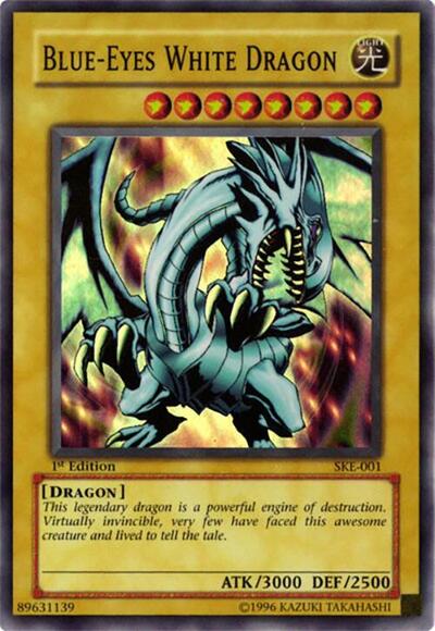 Blue Eyes White Dragon (SKE) #SKE-001 Super Rare (1st Edition Near Mint) Starter Deck: Kaiba Evolution YuGiOh: 2004