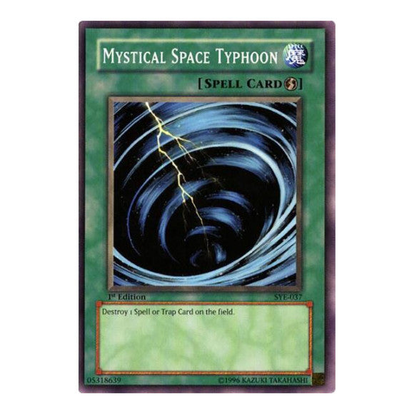 Mystical Space Typhoon (SYE) #SYE-037 Common (1st Edition Damaged) Starter Deck: Yugi Evolution YuGiOh: 2004