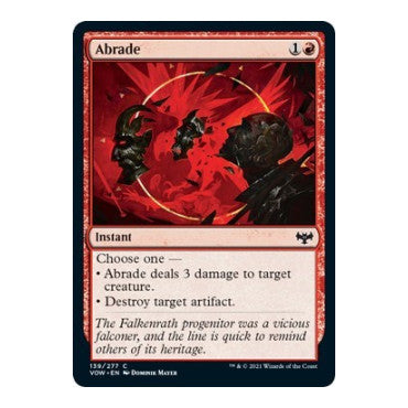 Abrade (VOW) #139 Common Innistrad: Crimson Vow Magic: The Gathering: 2021