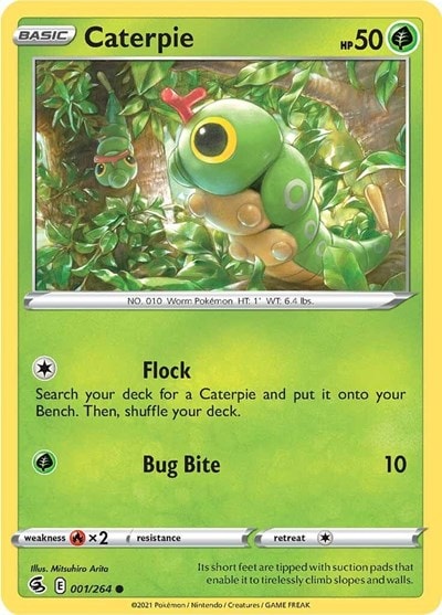 Caterpie (SWSH08) #001/264 Common (Reverse Holofoil Near Mint) SWSH08: Fusion Strike Pokemon: 2021