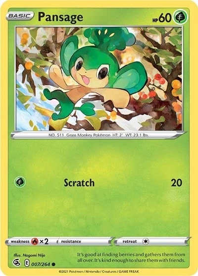 Pansage (SWSH08) #007/264 Common (Reverse Holofoil Near Mint) SWSH08: Fusion Strike Pokemon: 2021