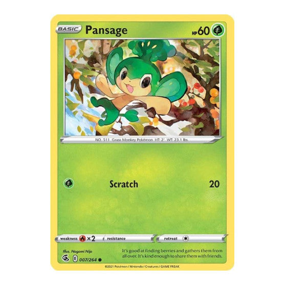 Pansage (SWSH08) #007/264 Common (Reverse Holofoil Near Mint) SWSH08: Fusion Strike Pokemon: 2021